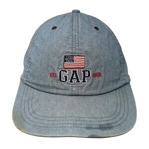 GAP 1969 USA Flag Slideback Hat Blue One Size Adjustable Embroidered